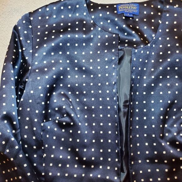 PENDLETON Blue Blazer with White Square Dots Size 6 - Picture 2 of 4